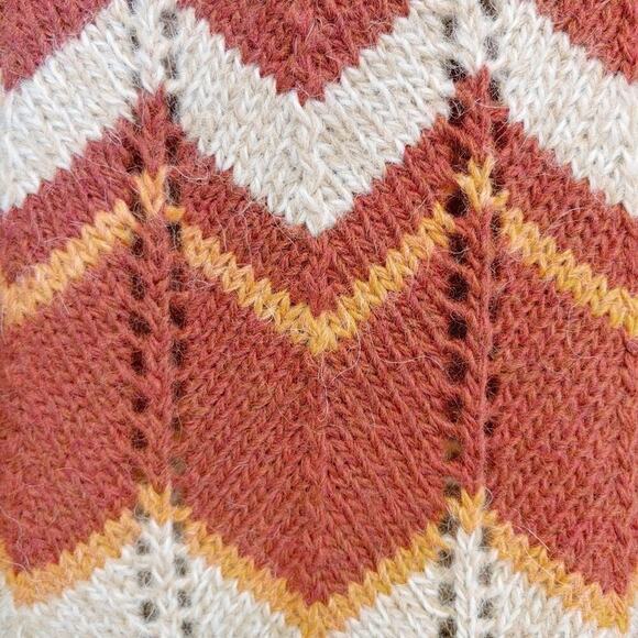 Lineamaglia Made in Italy Open Front Chevron Zig Zag Knit Cardigan Sz M Alpaca - Picture 3 of 8